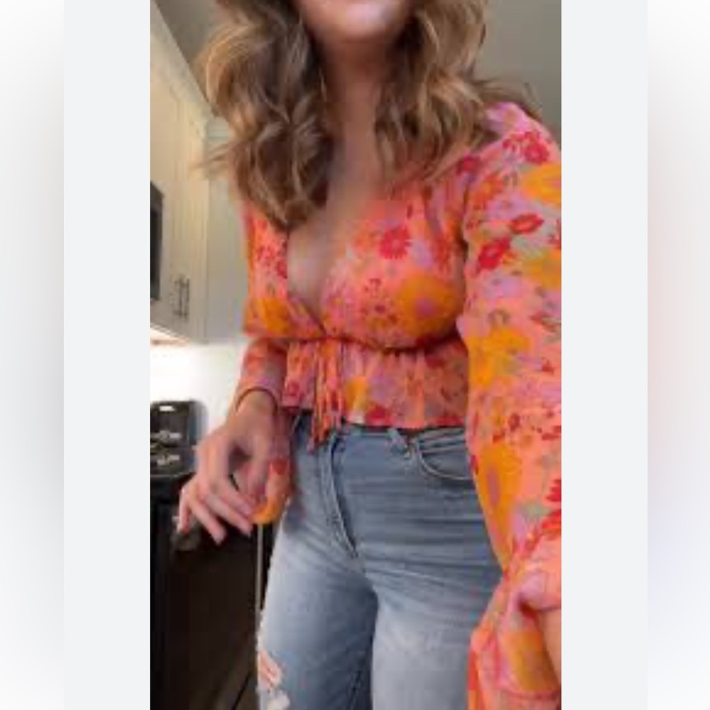 Boho Floral Tie-Front Blouse